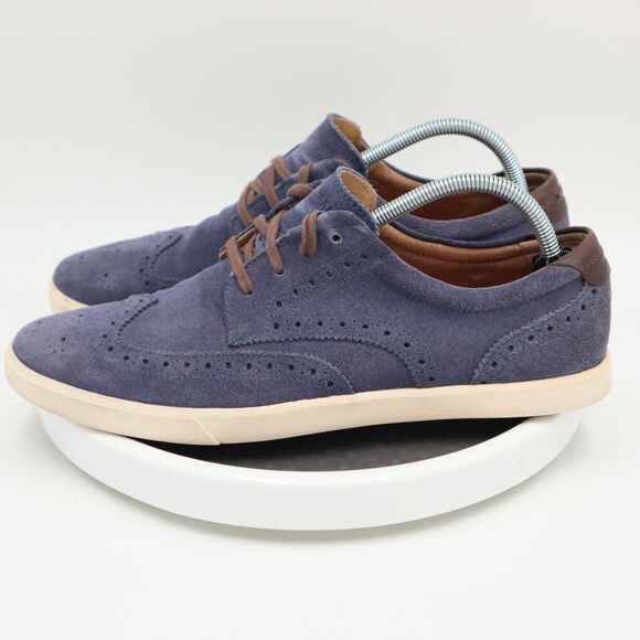 Cole Haan Joshua Wingtip Mens Shoes Size 10M Blue Suede Oxford Lace Up C13806 - Picture 2 of 13